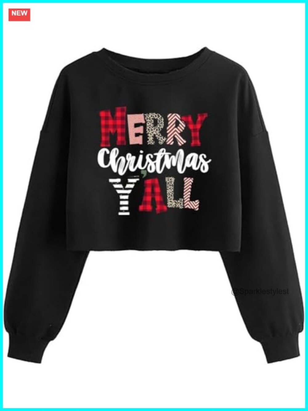 Womens Christmas Crop Sweatshirt Funny Xmas Graphic Long Sleeve Pullover